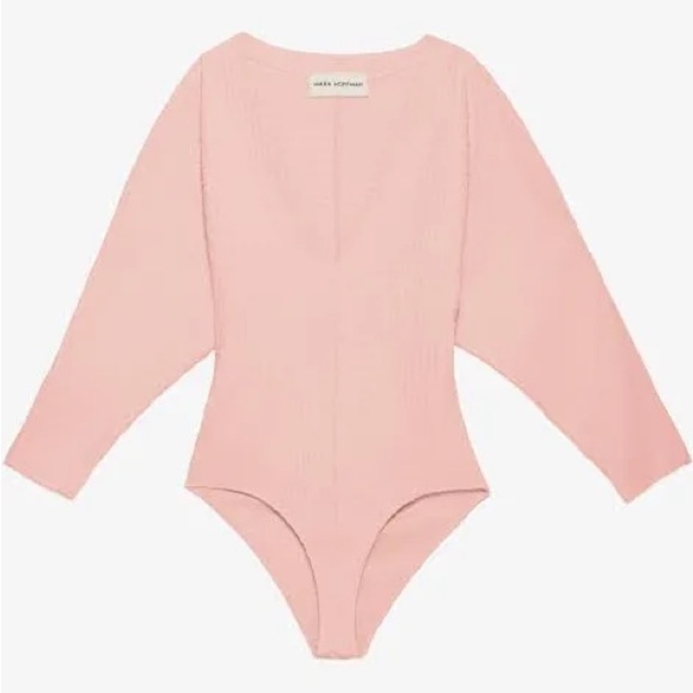 Mara Hoffman Pink Mariana Cotton-Blend Deep V-Neck Body Suit